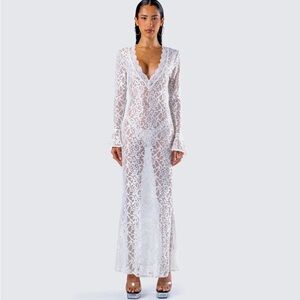 Finesse White Lace Maxi Dress